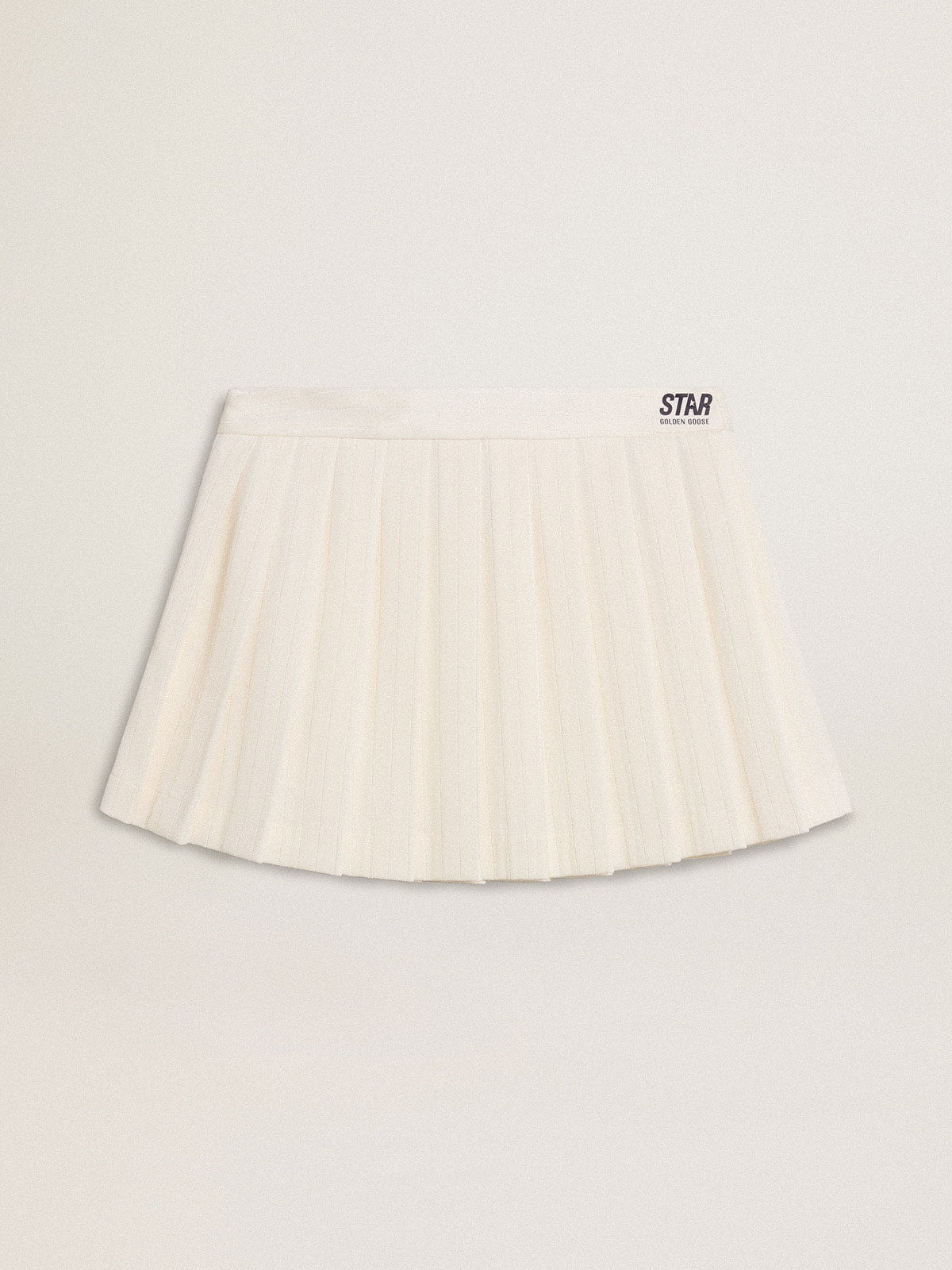 White pleated Star miniskirt