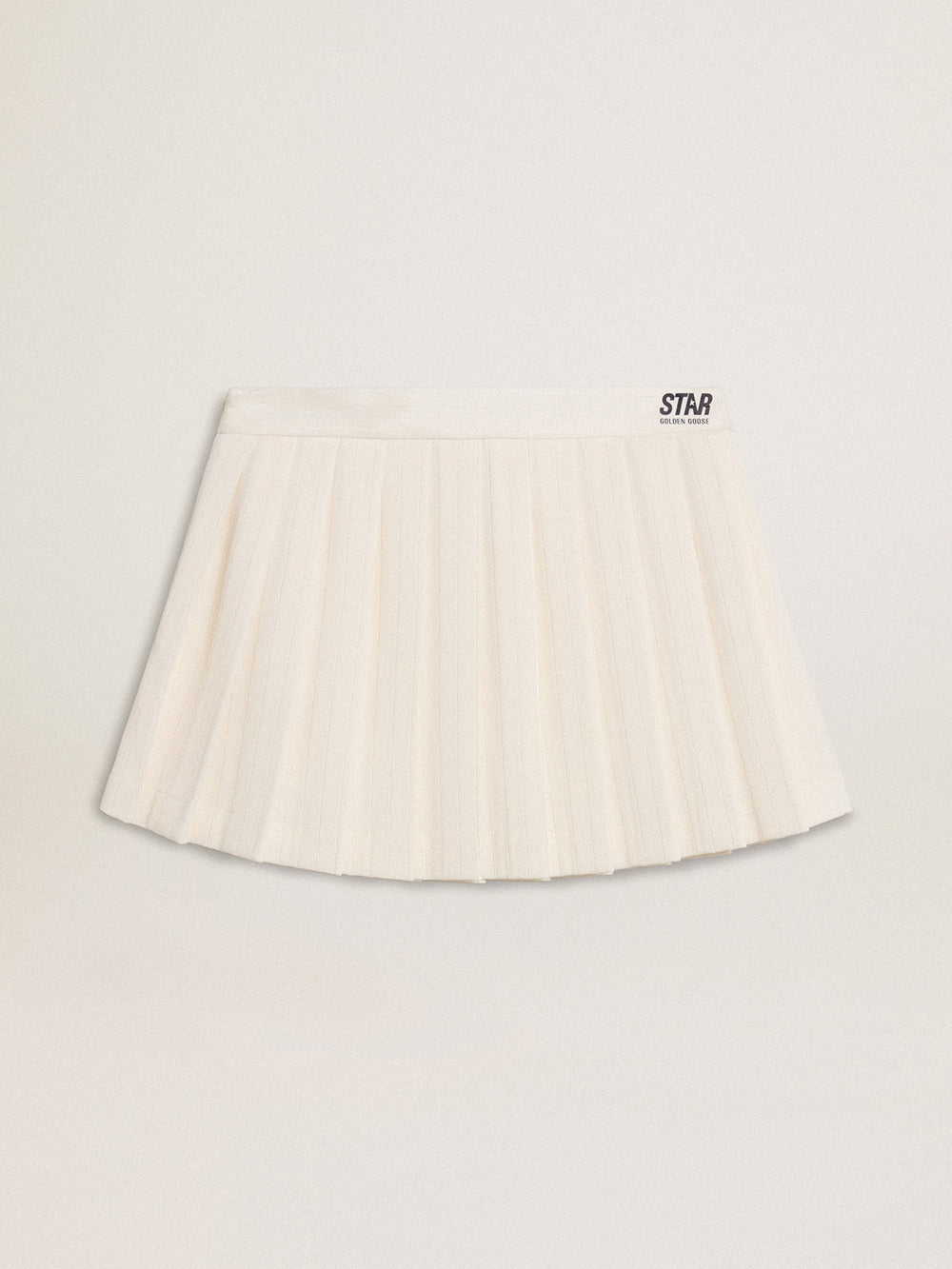 White pleated Star miniskirt