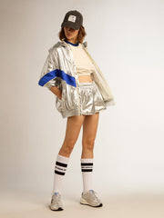 Women’s running shorts in silver fabric