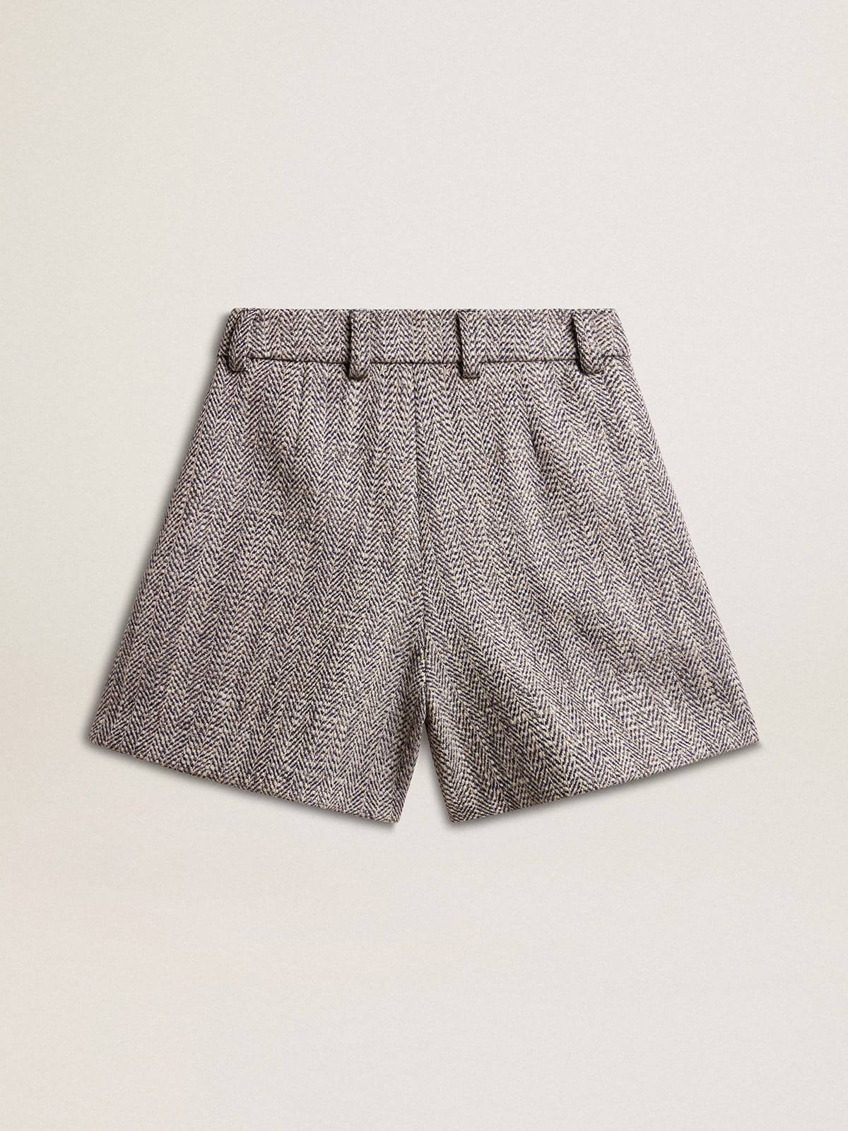 Women’s ecru brown shorts in herringbone wool