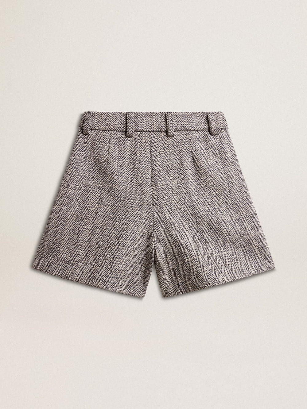 Women’s ecru brown shorts in herringbone wool