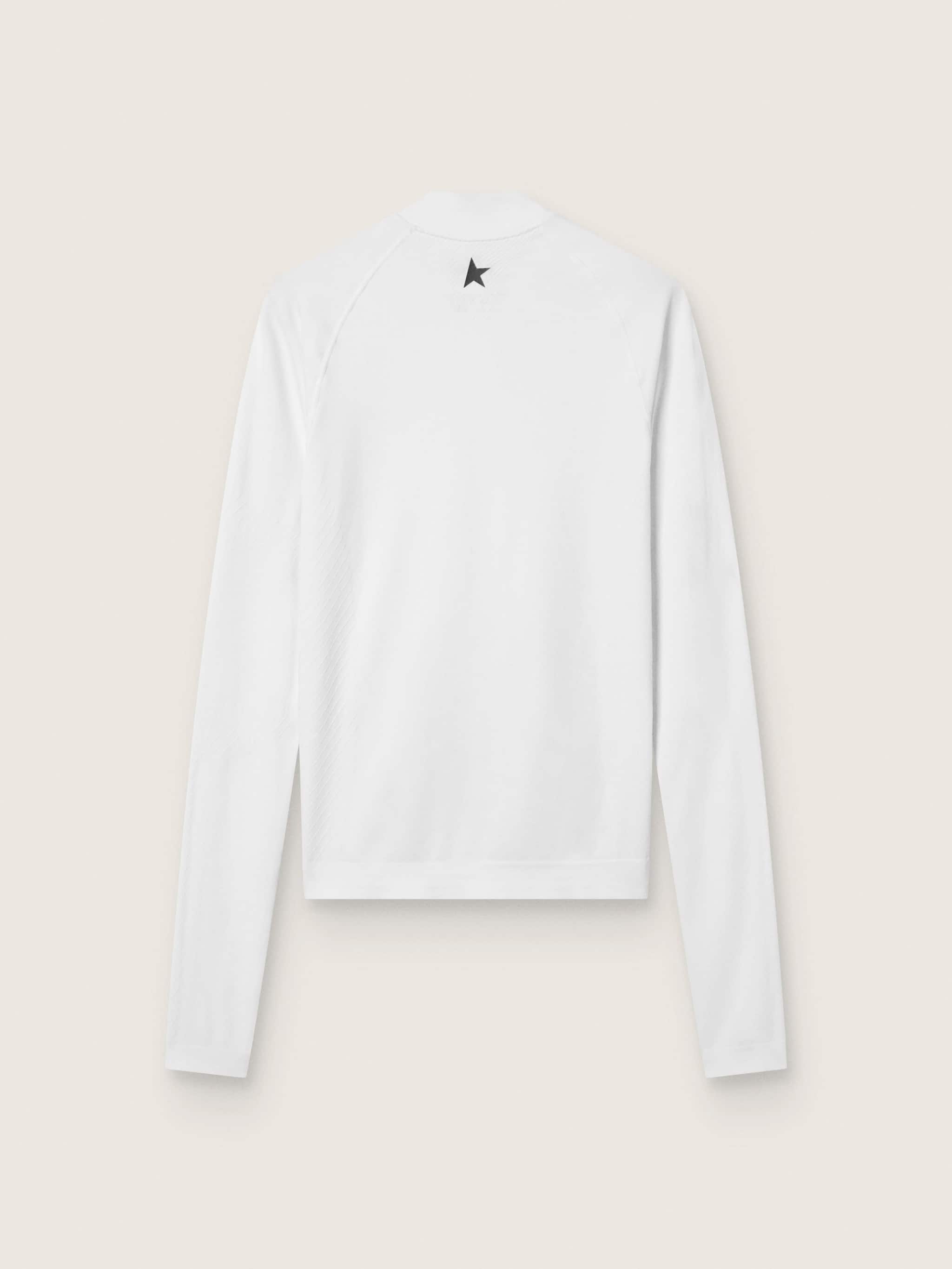 Women's white long-sleeve sports top with zip