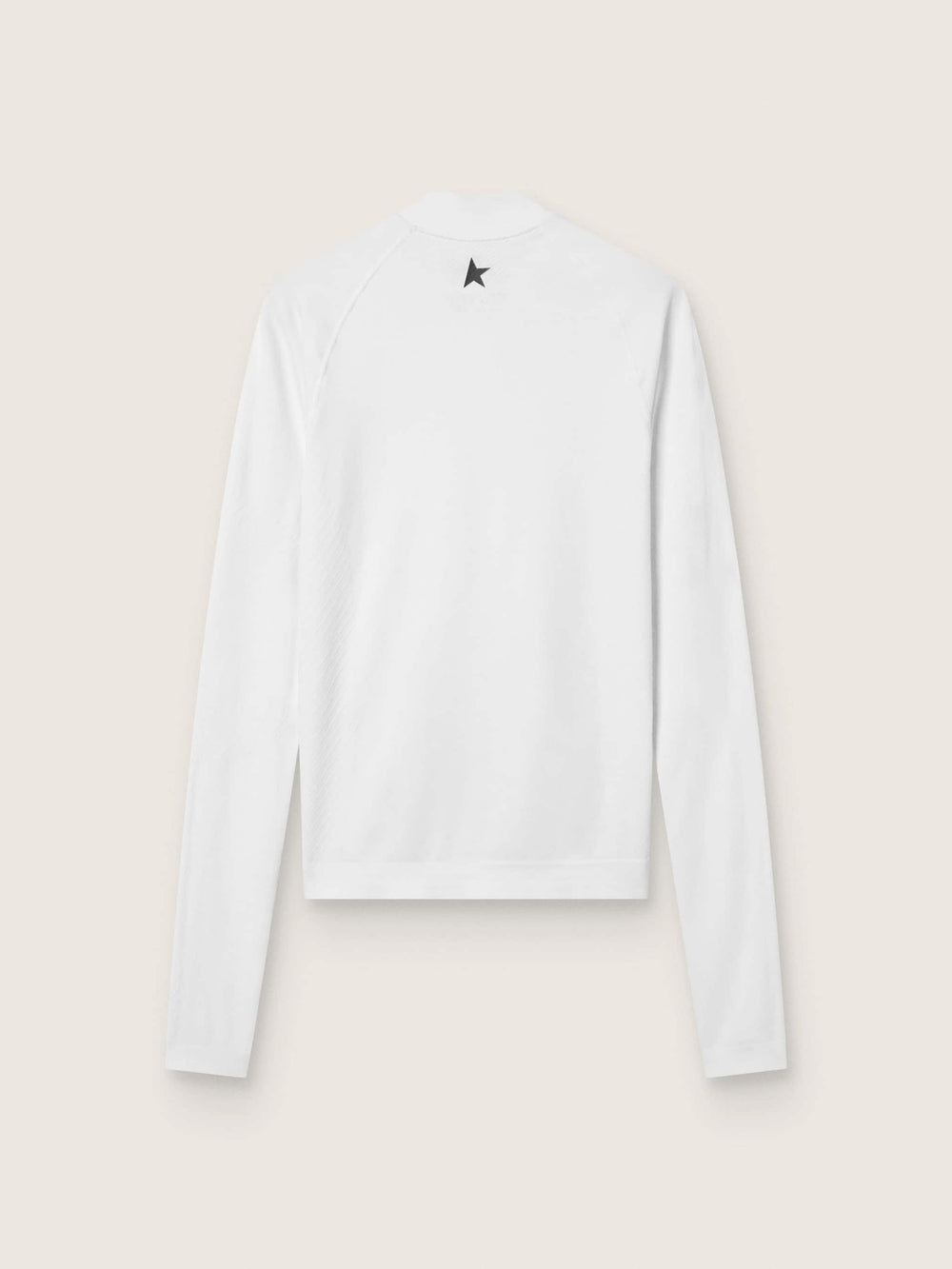 Women's white long-sleeve sports top with zip