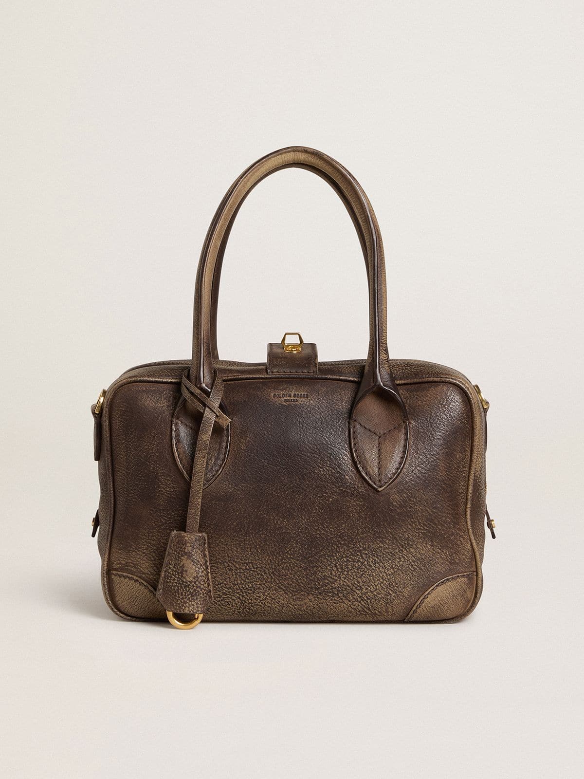 Vita Bag in brown vintage leather with gold details