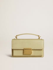 Small Venezia Bag in light green python-print leather with gold details