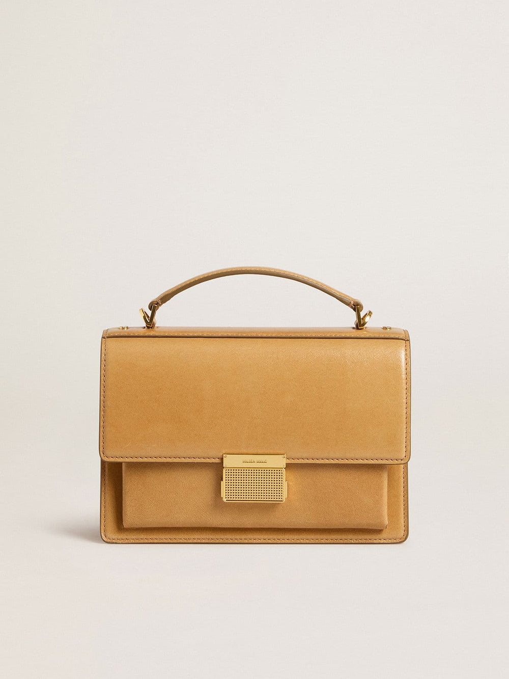 Venezia Bag in ochre yellow embossed leather with gold details