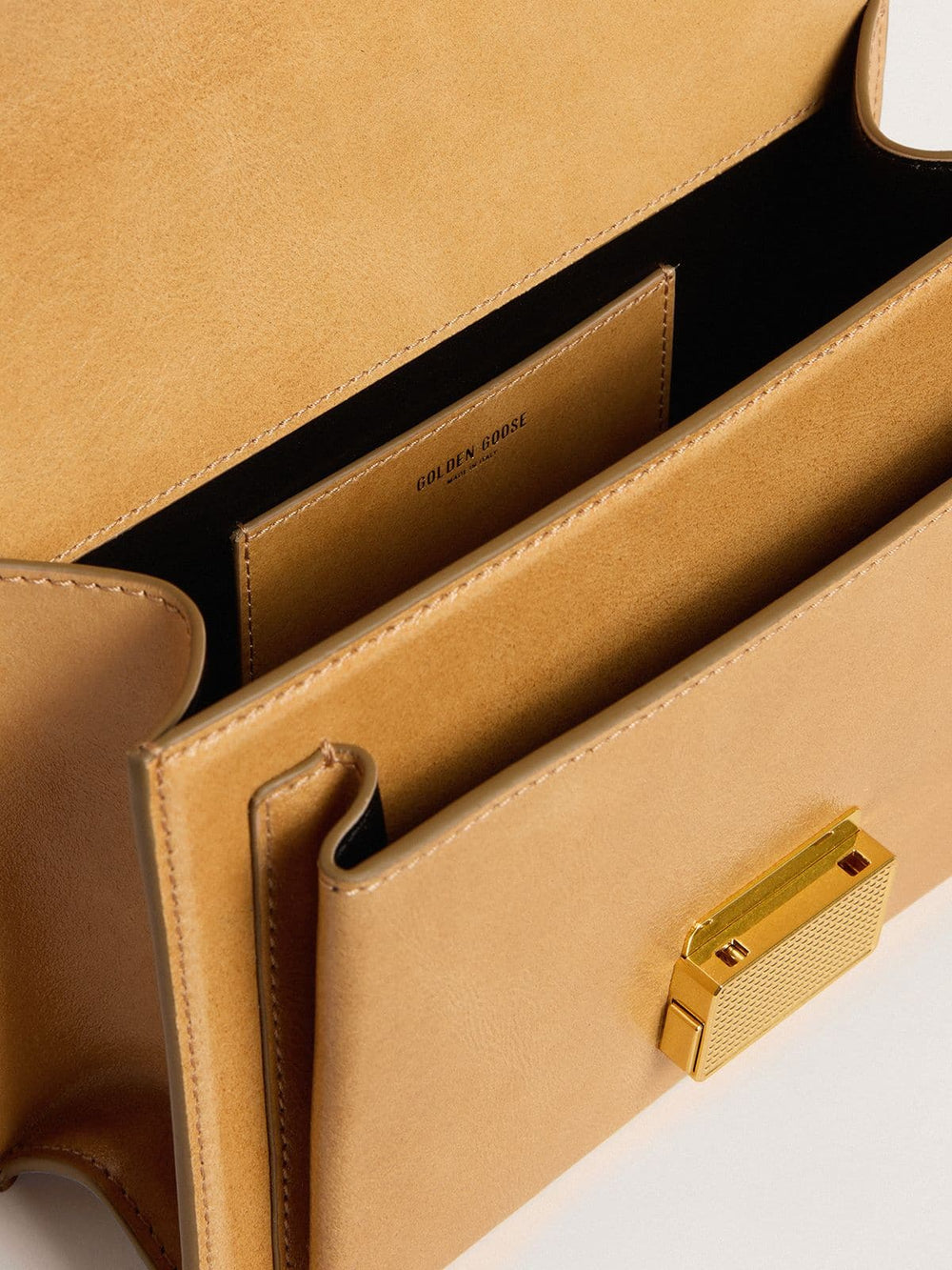 Venezia Bag in ochre yellow embossed leather with gold details