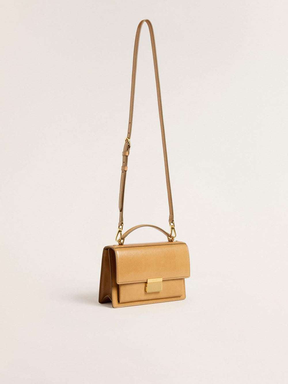 Venezia Bag in ochre yellow embossed leather with gold details