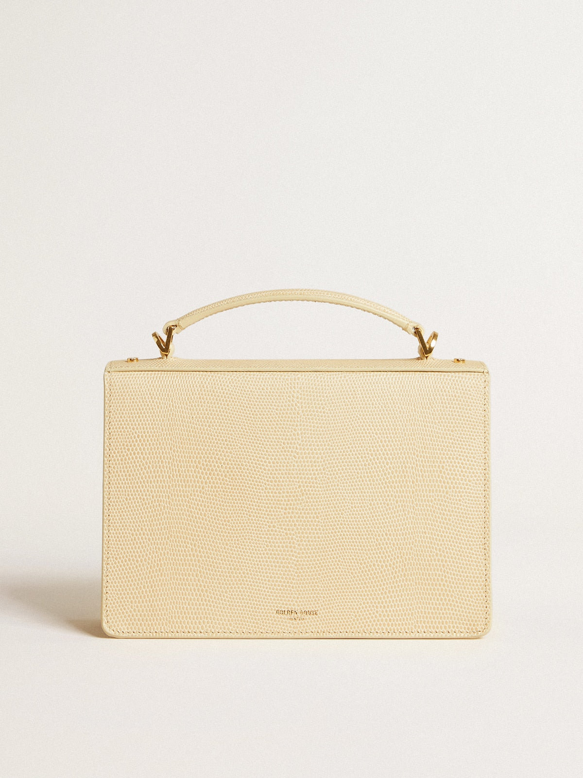 Venezia Bag in beige python-print leather with gold details