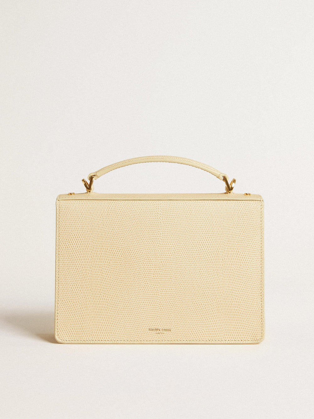 Venezia Bag in beige python-print leather with gold details