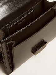Venezia Bag in black metallic leather with black details