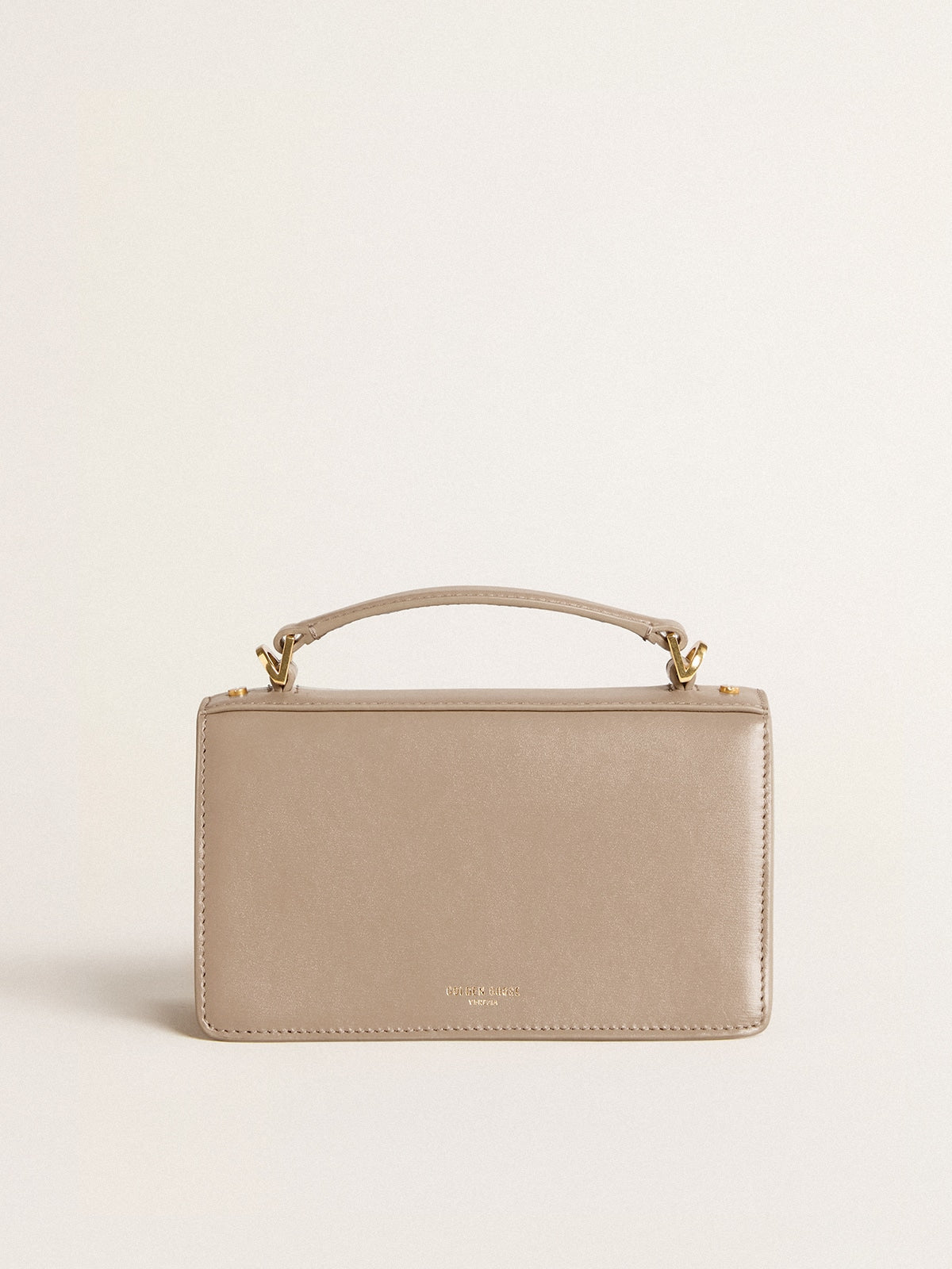 Small Venezia Bag in beige boarded leather with gold details