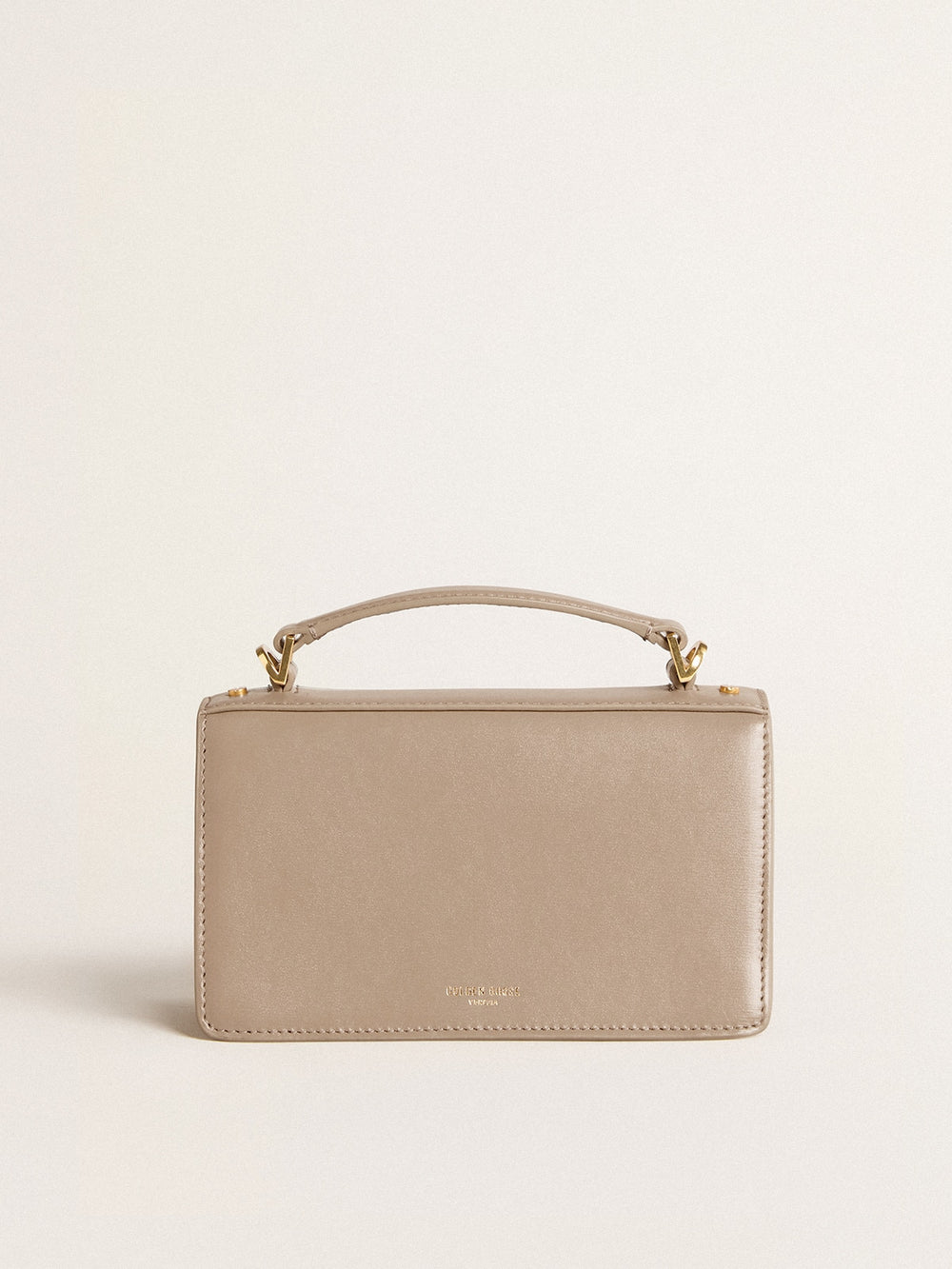 Small Venezia Bag in beige boarded leather with gold details