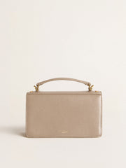 Small Venezia Bag in beige boarded leather with gold details