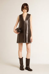 Small Venezia Bag in black metallic leather with black details