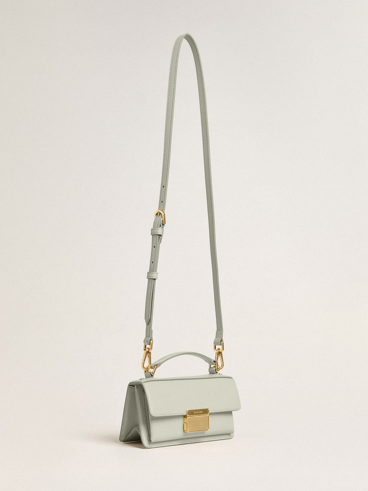 Small Venezia Bag in mineral-gray boarded leather with gold details