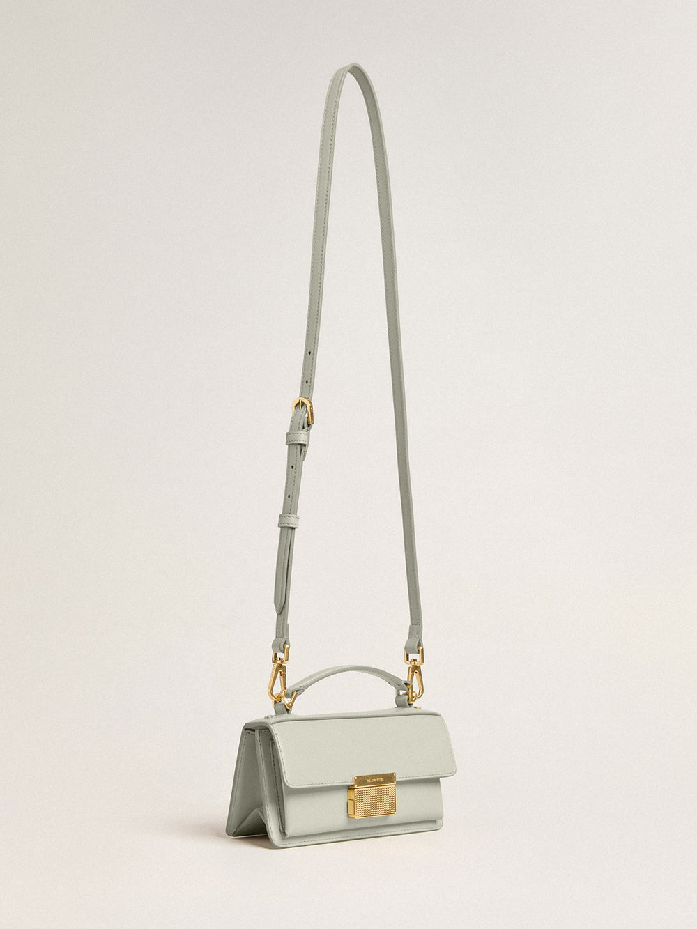 Small Venezia Bag in mineral-gray boarded leather with gold details