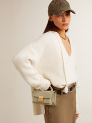 Small Venezia Bag in mineral-gray boarded leather with gold details