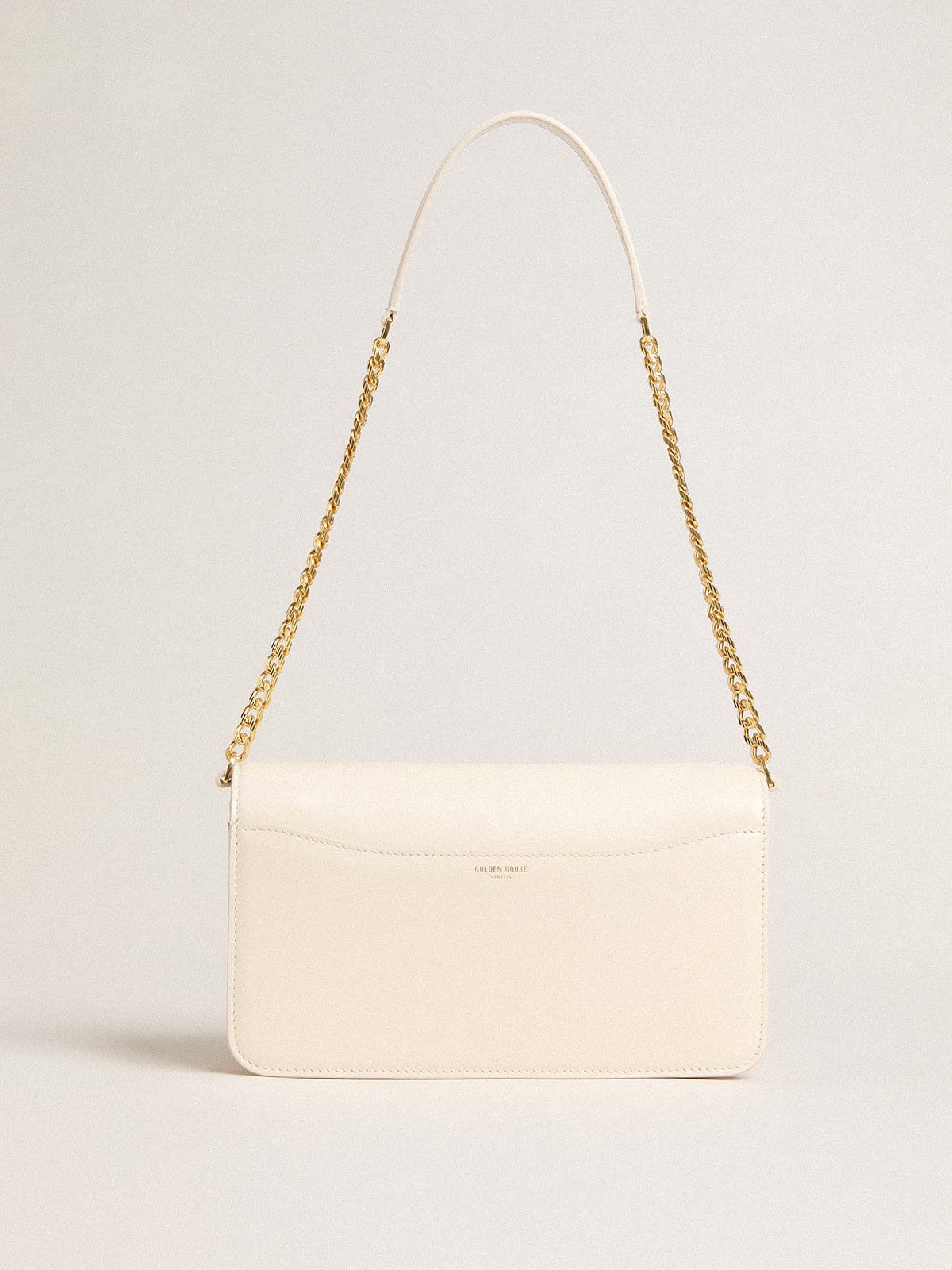 Gioia Bag in butter-colored boarded leather with gold details