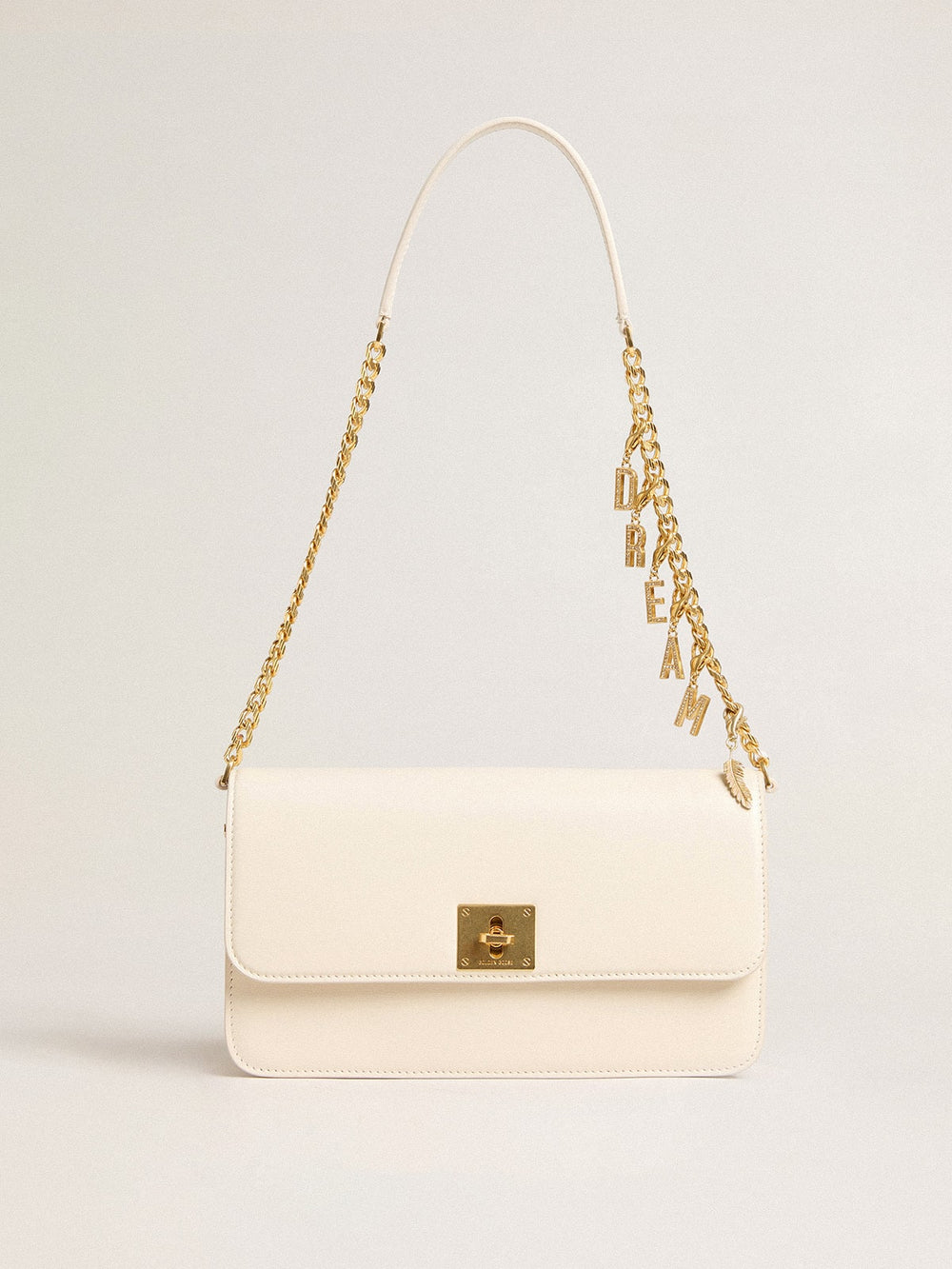 Gioia Bag in butter-colored boarded leather with gold details