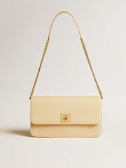 Gioia Bag in vanilla-colored sheepskin leather with gold details