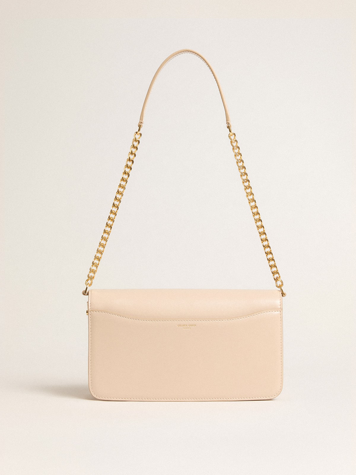 Gioia Bag in pale pink boarded leather with gold details
