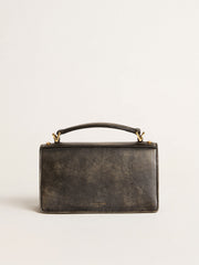 Small Venezia Bag in black distressed leather with gold details
