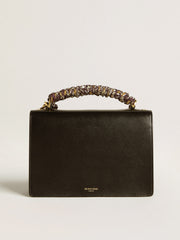 Venezia Bag in black boarded leather with scarf and double charm