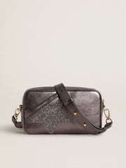 Star Bag in gray metallic leather with Swarovski crystal star