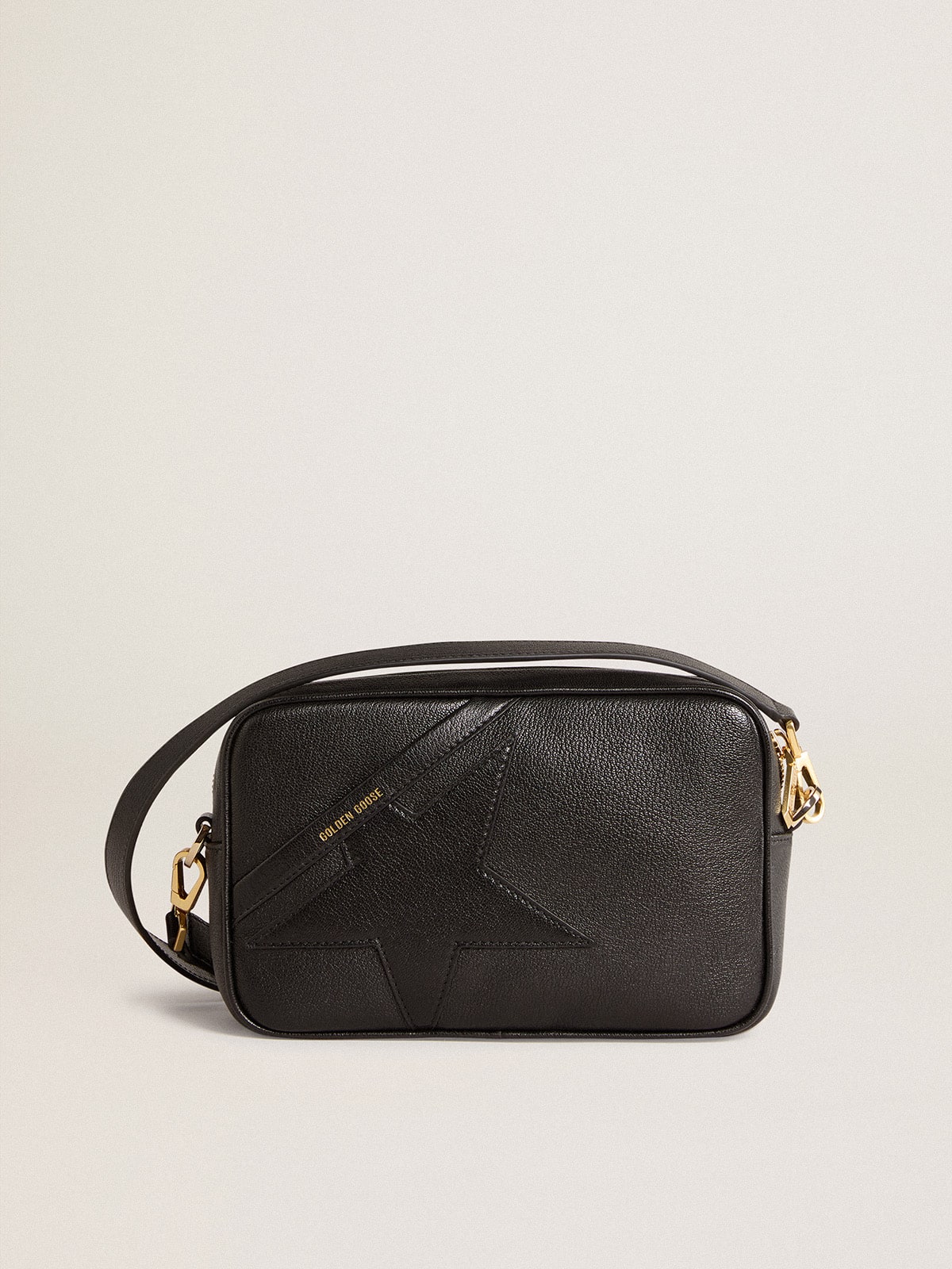 Star Bag in black leather with tone-on-tone star
