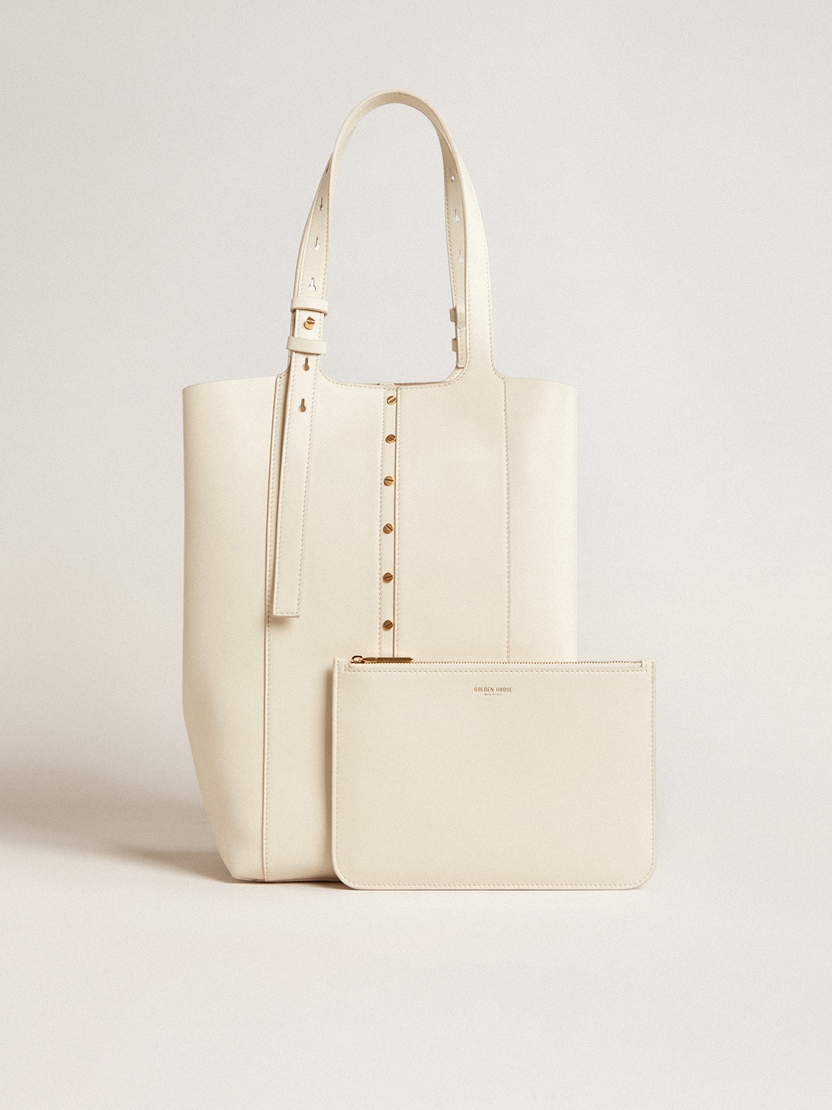 24/7 Bag North South in butter-colored leather with adjustable handles