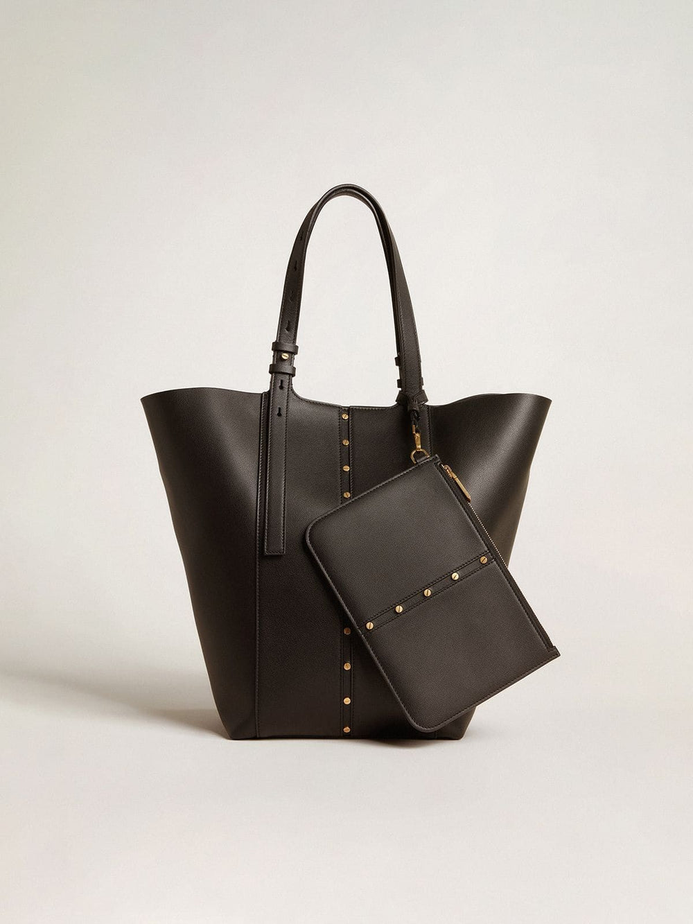 24/7 Bag North South in black leather with adjustable handles