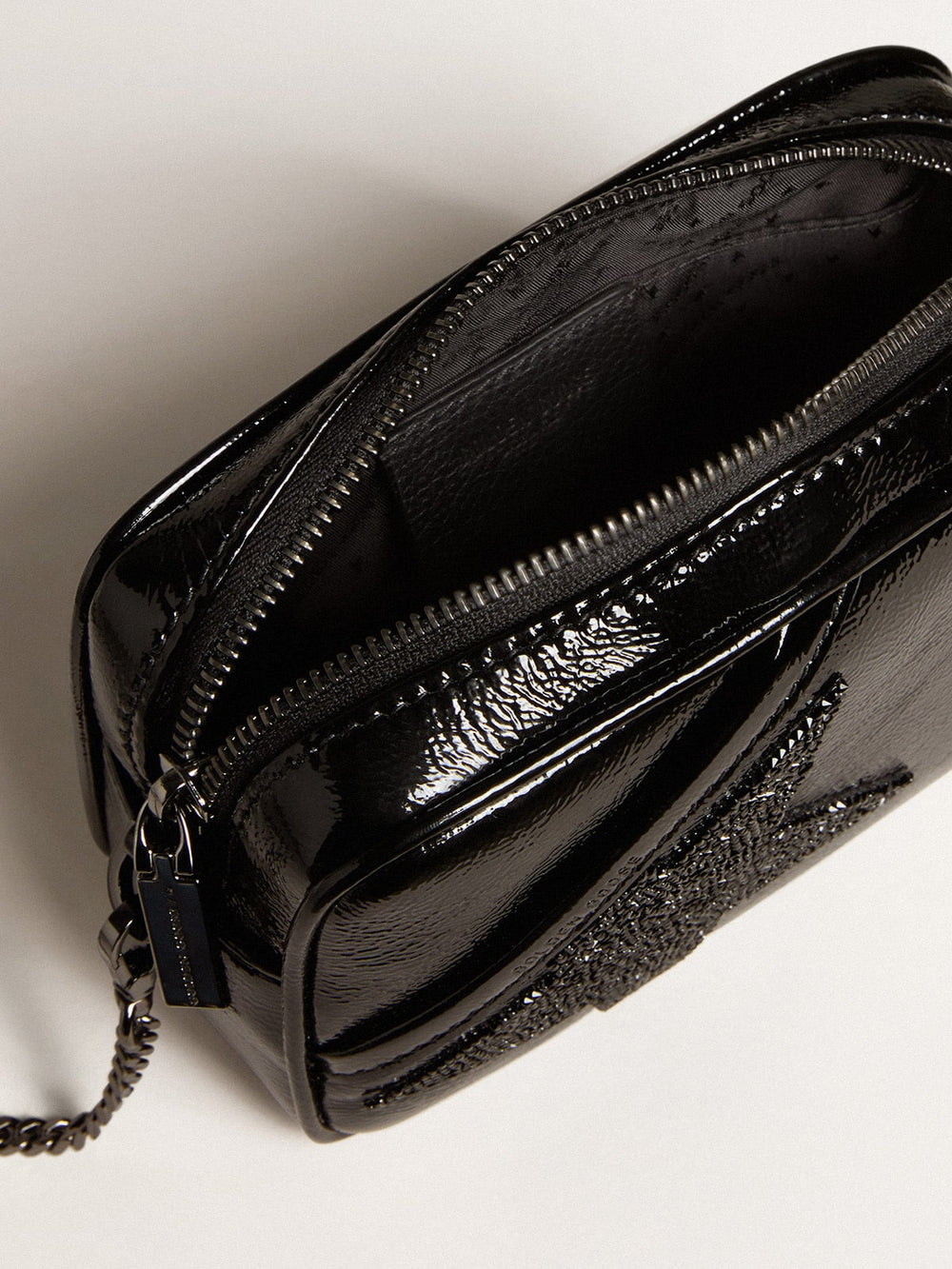 Mini Star Bag in black leather with Swarovski crystal star