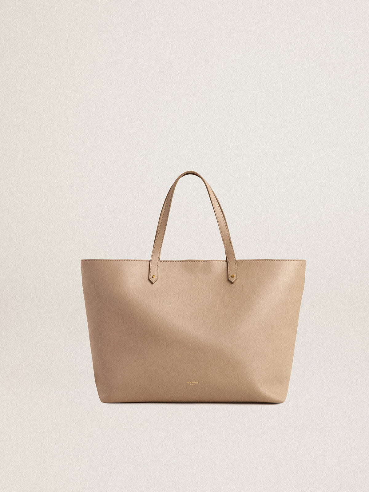 Dove-gray Pasadena Bag in smooth leather with gold logo