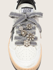 Skins gray laces with mohair trim and crystal charms