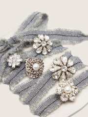 Skins gray laces with mohair trim and crystal charms