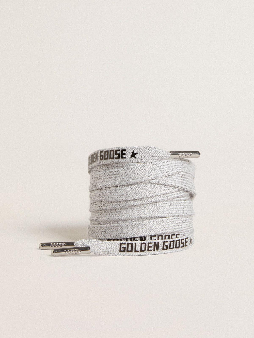 Gray cotton laces with contrasting black logo