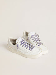 Worn-purple cotton laces with logoed aglet