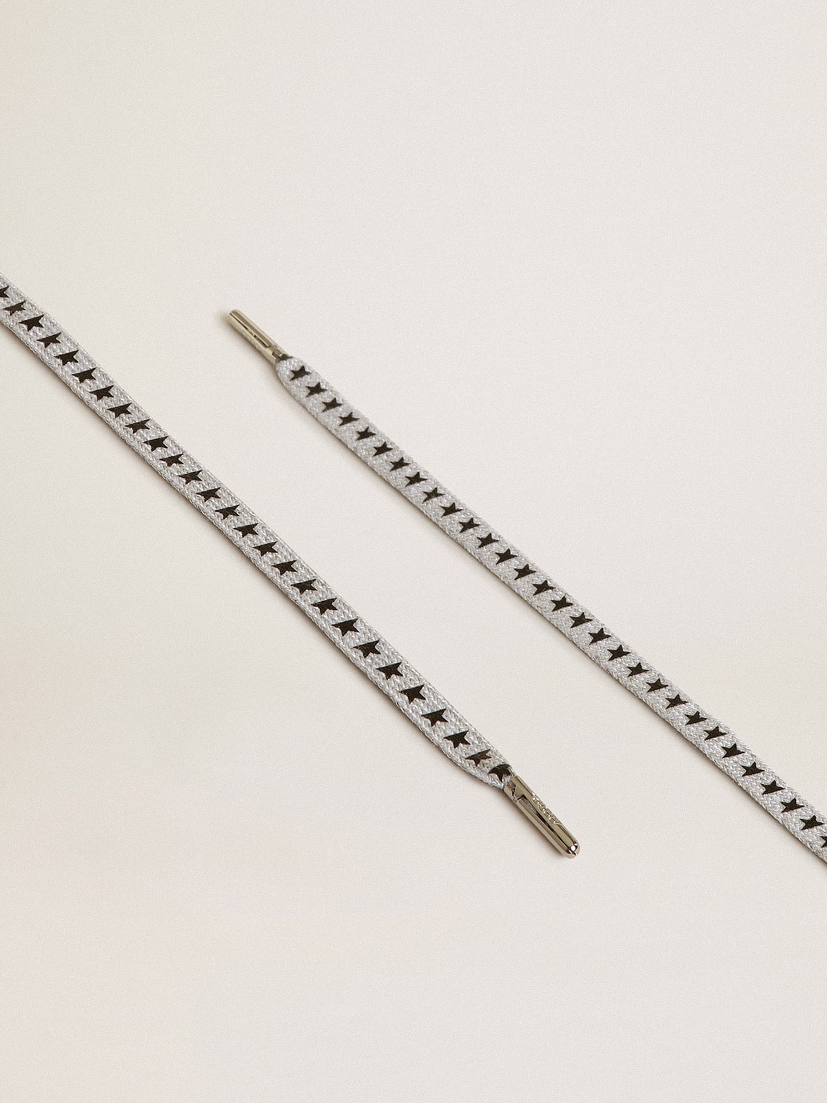 Ice-gray cotton laces with contrasting black stars