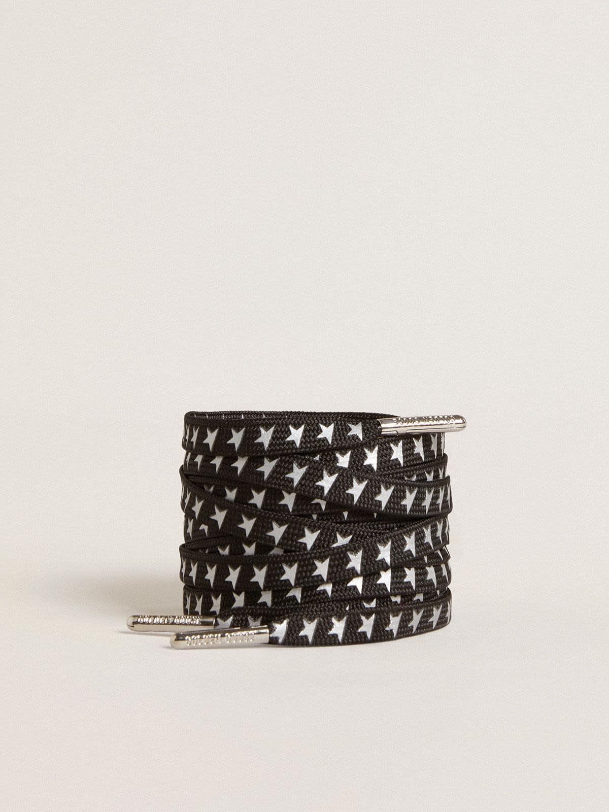Black cotton laces with contrasting silver stars