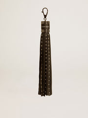 Charm in black nappa leather with studs and metal details
