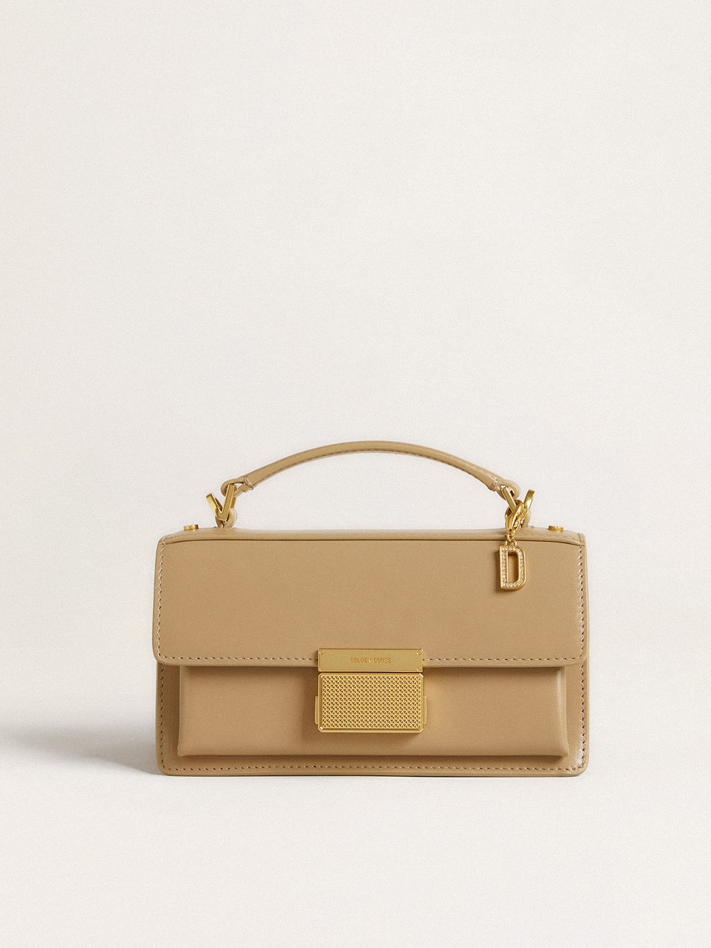 Letter D charm in gold-colored brass with crystals