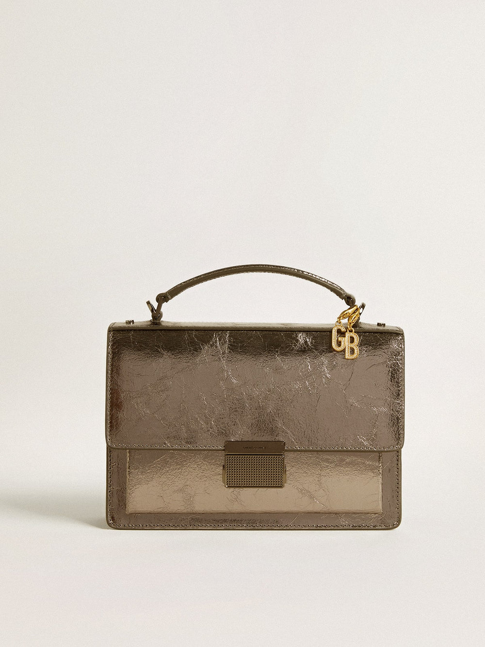 Letter G charm in gold-colored brass with crystals