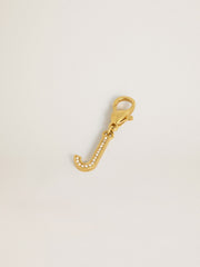Letter J charm in gold-colored brass with crystals