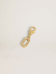 Letter O charm in gold-colored brass with crystals