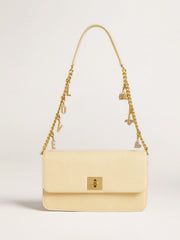 Letter V charm in gold-colored brass with crystals