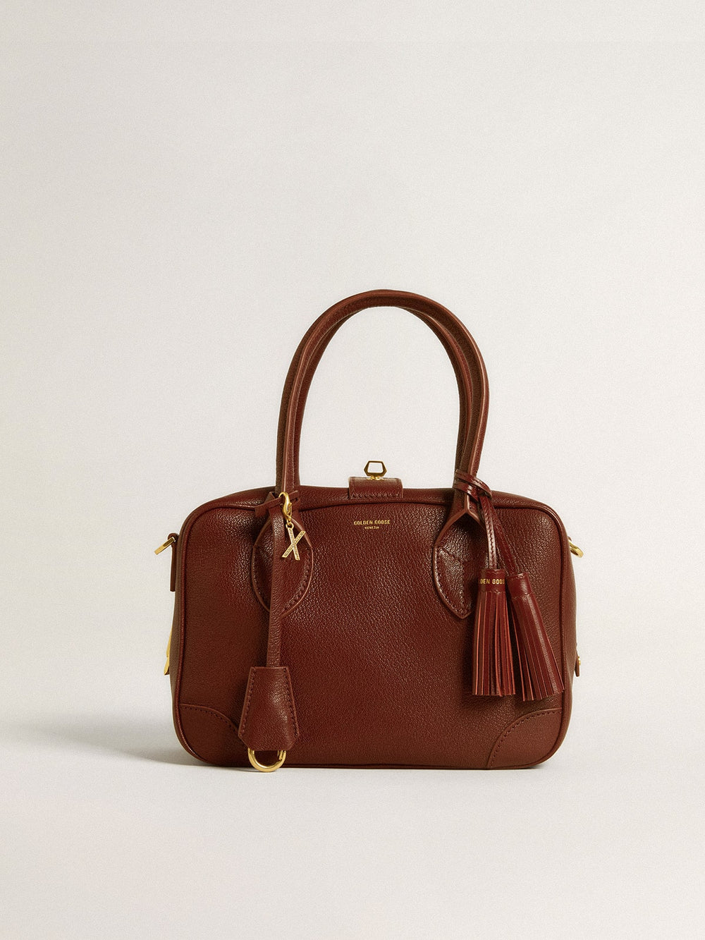 Letter X charm in gold-colored brass with crystals