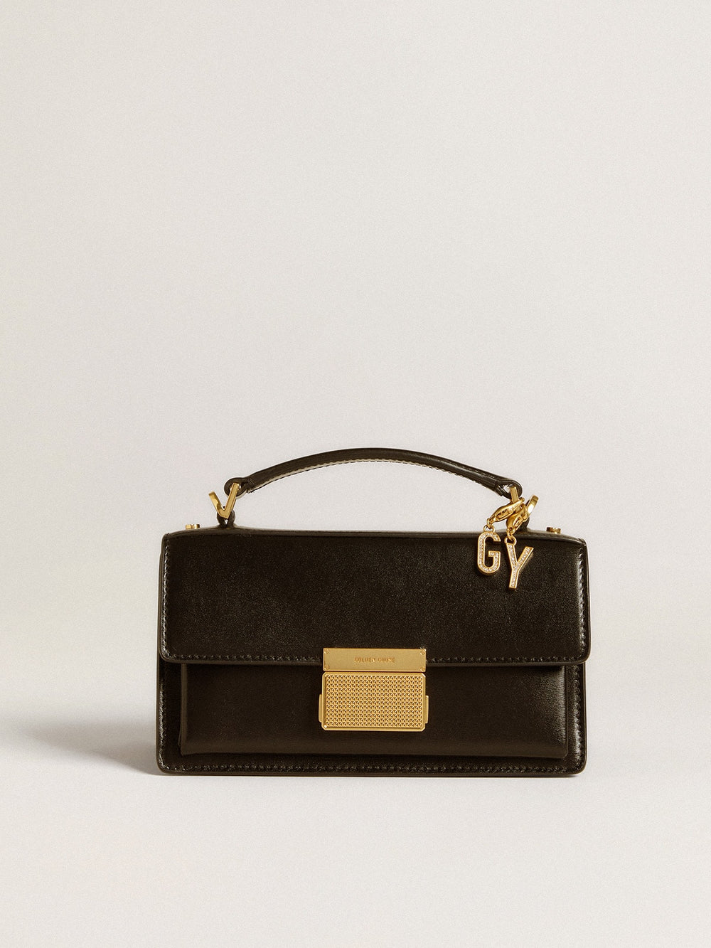 Letter Y charm in gold-colored brass with crystals