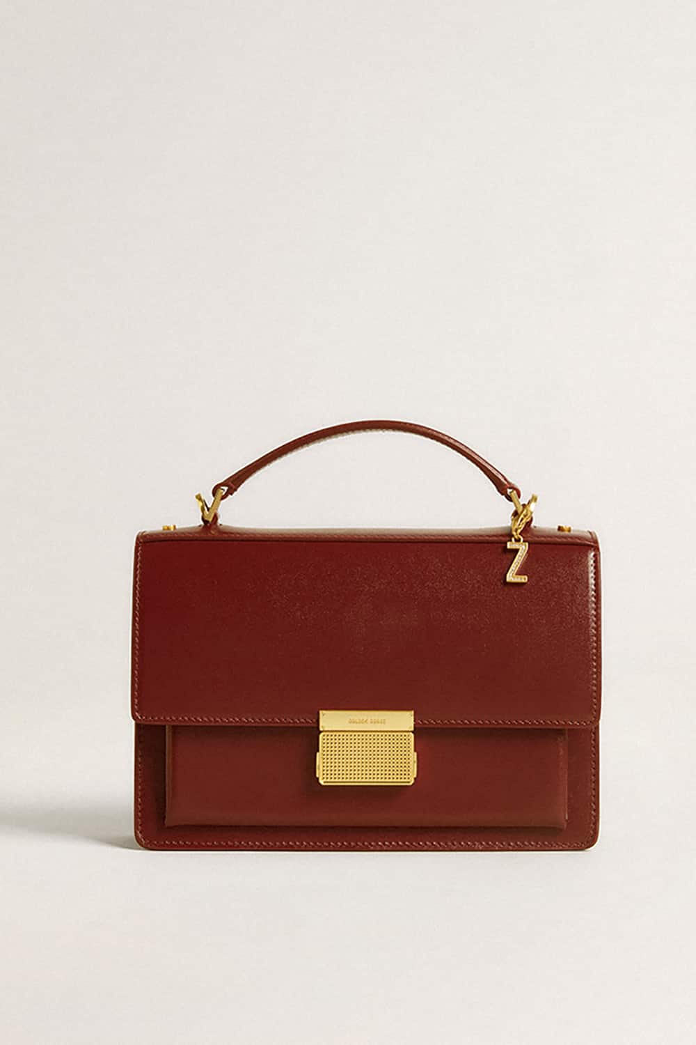 Letter Z charm in gold-colored brass with crystals