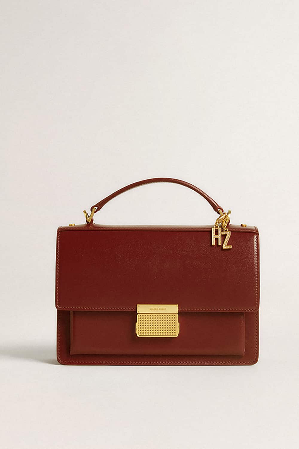 Letter Z charm in gold-colored brass with crystals